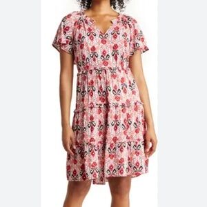 Beach Lunch Lounge dress Boho Floral dress large tiered flowy